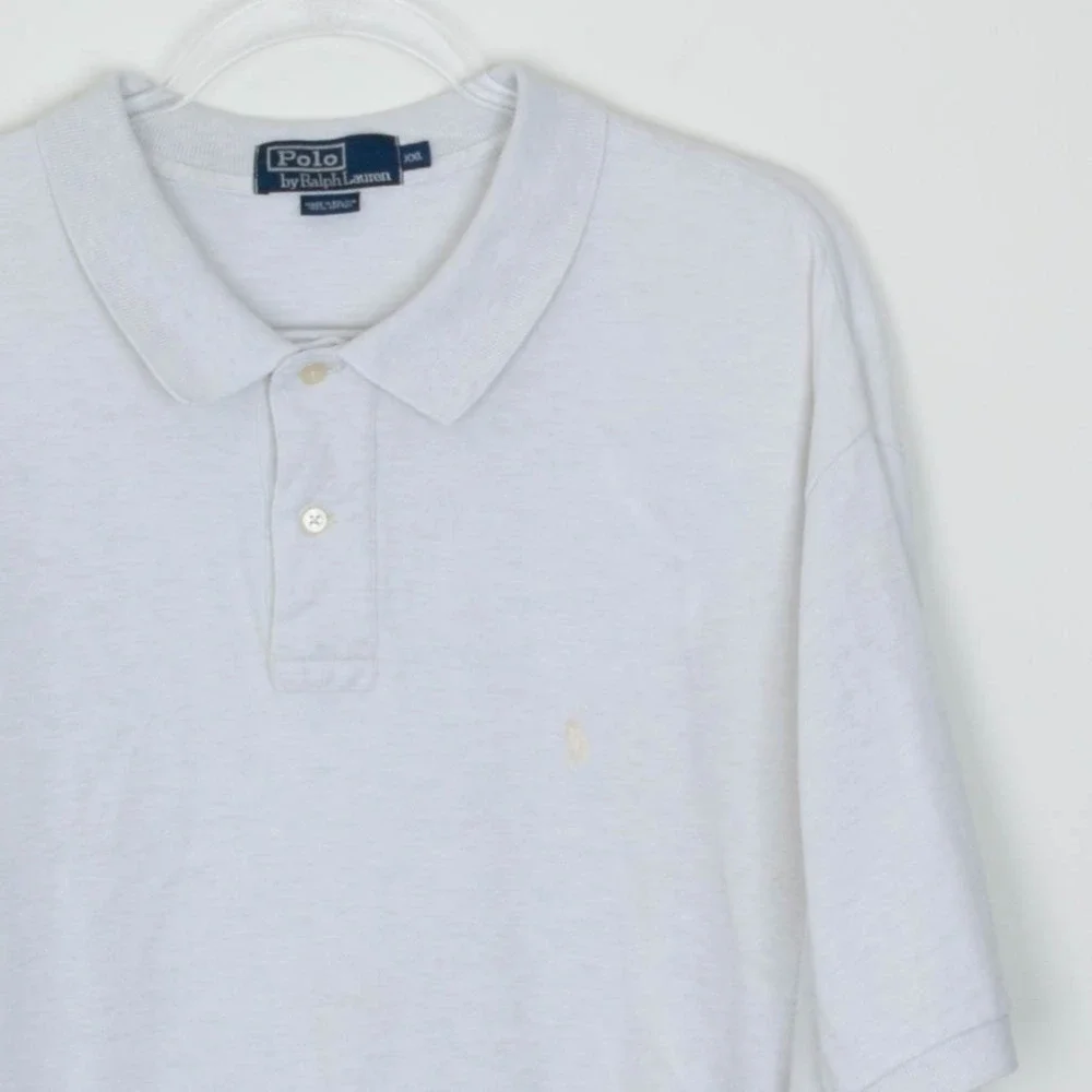 Polo Ralph Lauren Mens‎ XXL Cream Short Sleeve Collared Polo Shirt Preppy Office